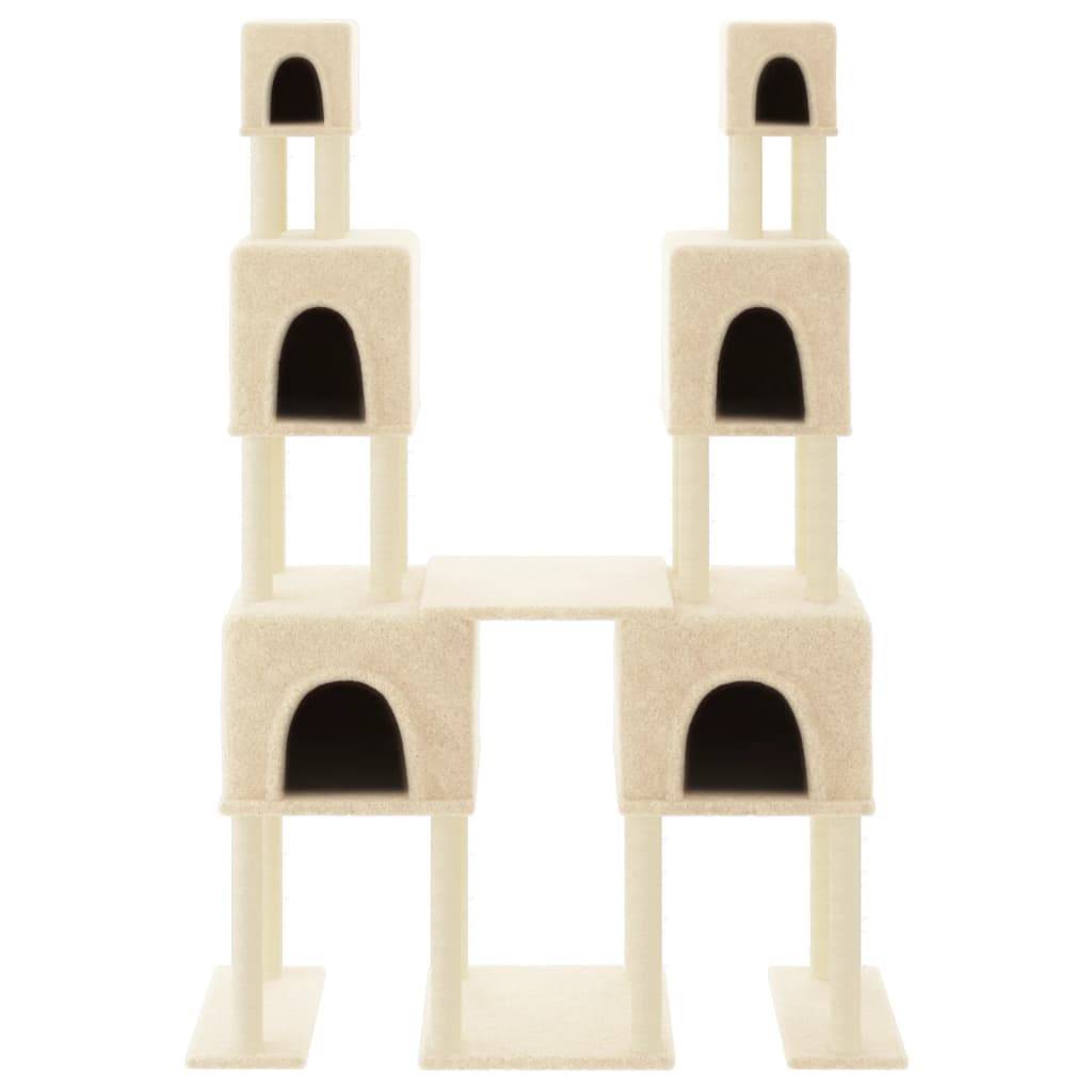 Arbre à chat XXL multi-niveaux sisal 6 niches pour grands chats 199 cm Crème – ComfortXL Pet Living - Image 3