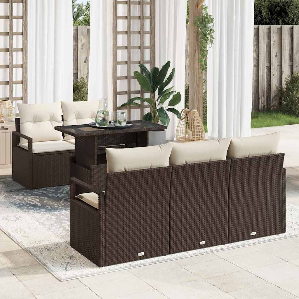 ComfortXL - Canapé Extérieur 6 Sièges Résine Tressée Marron et Crème Idéal pour Détente et Apéritif Jardin – ComfortXL Outdoor Living - Image 1