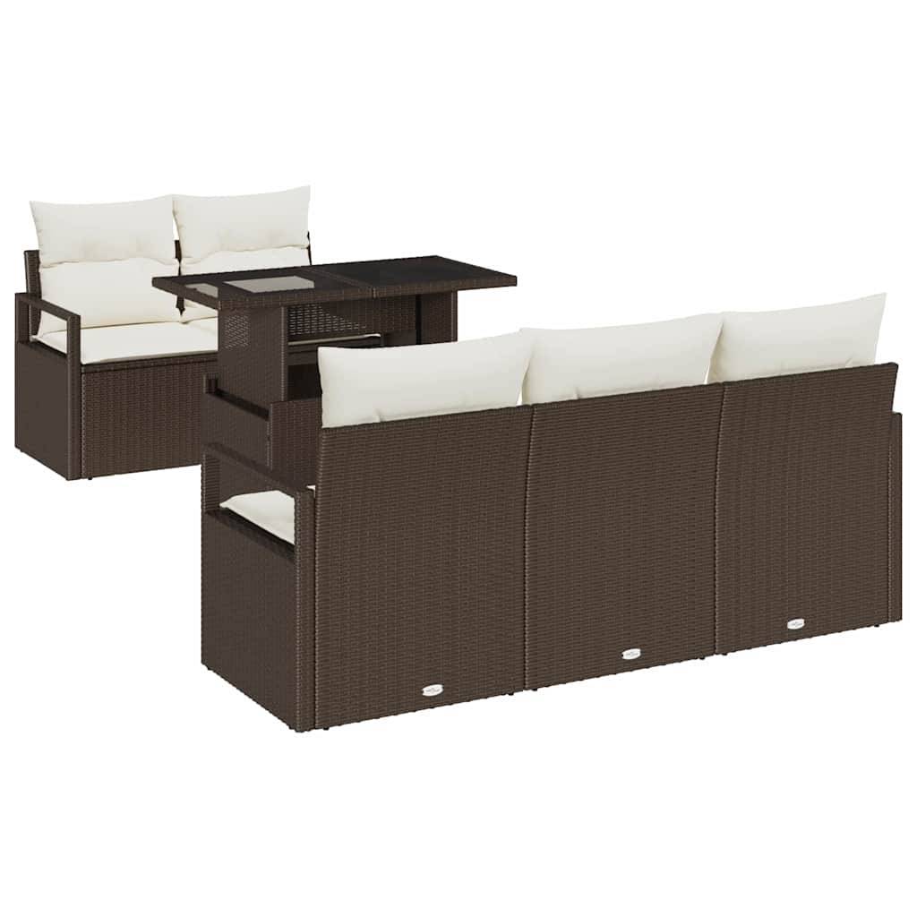 ComfortXL - Canapé Extérieur 6 Sièges Résine Tressée Marron et Crème Idéal pour Détente et Apéritif Jardin – ComfortXL Outdoor Living - Image 2