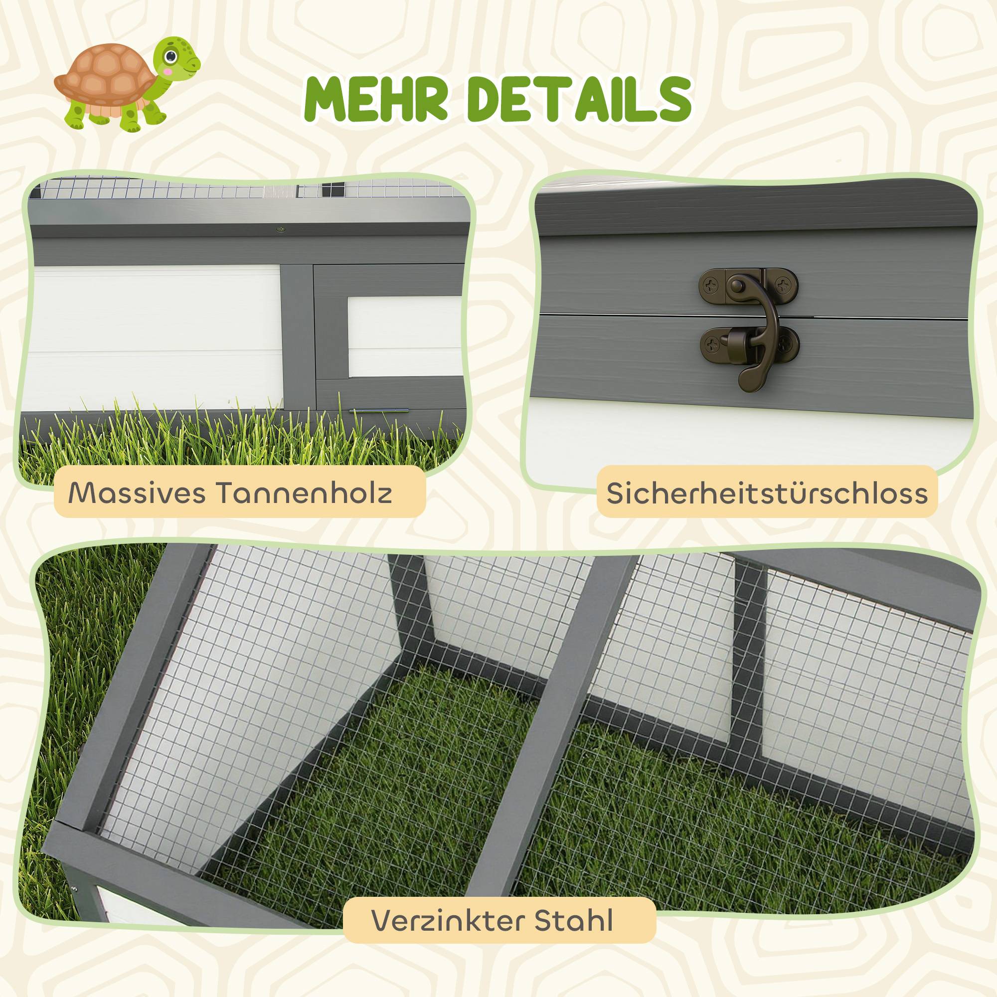 ComfortXL - Enclos tortue bois de sapin blanc 120 x 55 x 20/50 cm extérieur sans fond sécurisé pour tortues et lapins - Image 8