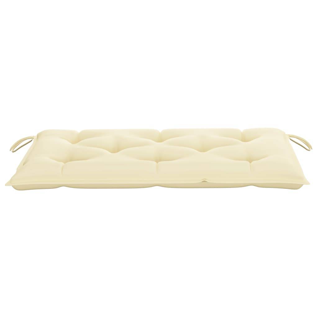 Helloshop26 - Banc de jardin meuble de patio d'extérieur terrasse avec coussin blanc crème 112 x 55 x 94 cm bois de teck - Image 7