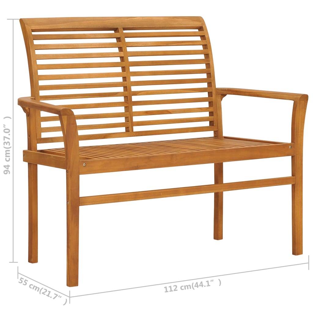 Helloshop26 - Banc de jardin meuble de patio d'extérieur terrasse avec coussin blanc crème 112 x 55 x 94 cm bois de teck - Image 9