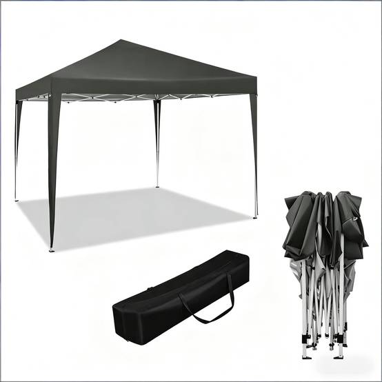 ComfortXL - Tonnelle Pliante Acier Oxford pour Jardin Événements Imperméable Anti-UV 3x3m Gris Foncé - ComfortXL Outdoor Living - Image 7