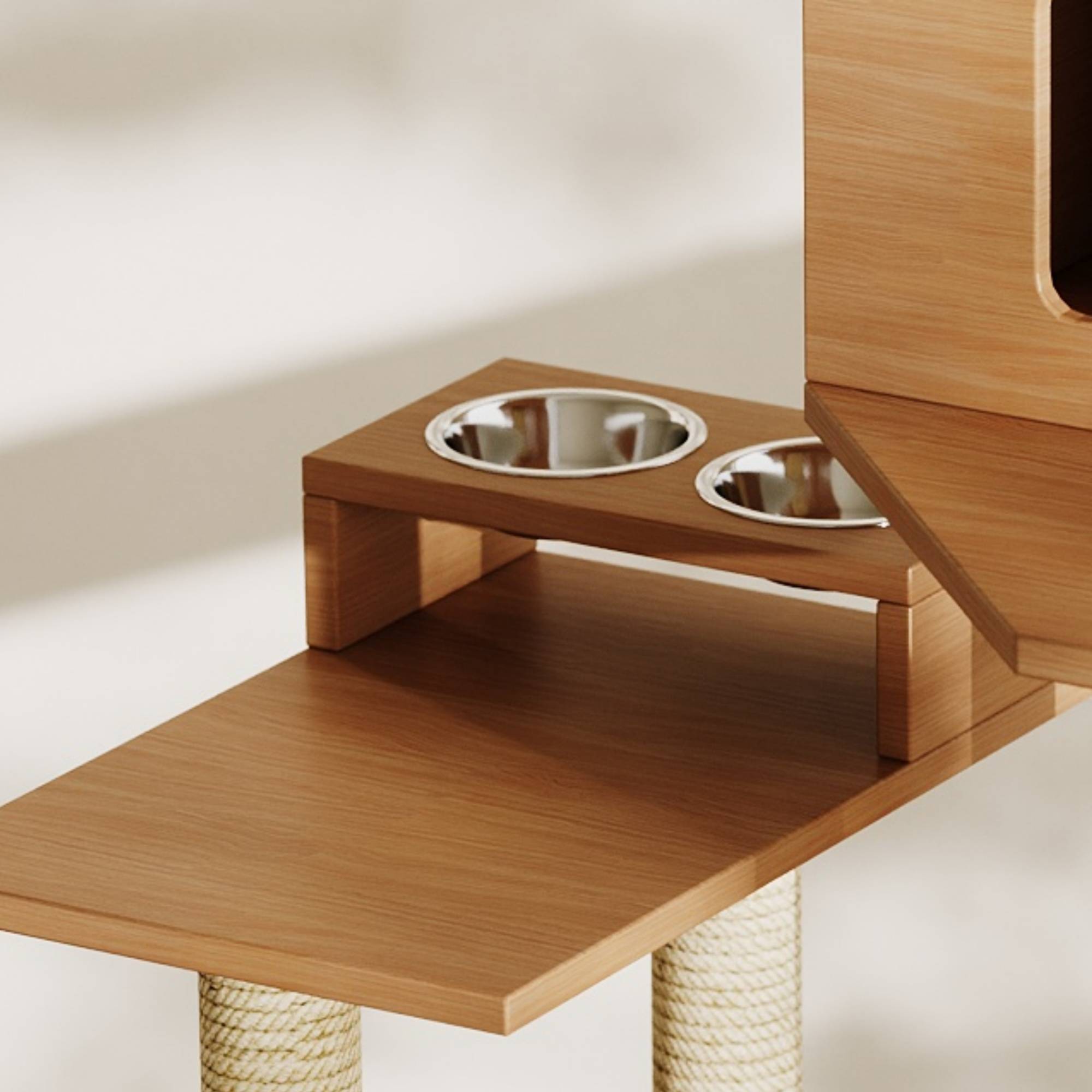 Arbre à Chat Design Meuble Litière MDF Griffoir Espace Repos 172cm Noyer - ComfortXL Pet Living - Image 8