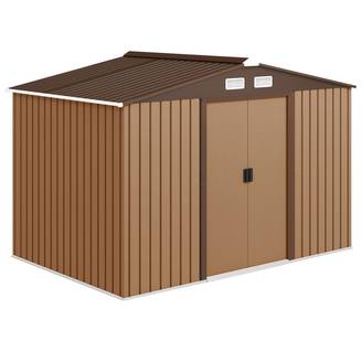 Remise de jardin 4,9 m² 277x195x192 cm 2 portes coulissantes base renforcée sol non inclus jaune