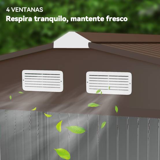 Remise de jardin 4,9 m² 277x195x192 cm 2 portes coulissantes base renforcée sol non inclus jaune - Image 9