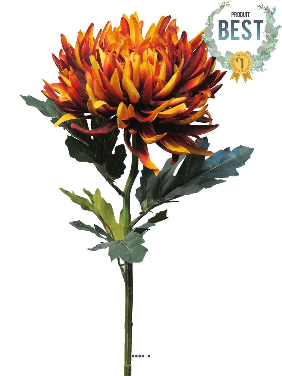 Chrysanthème artificiel, H 63 cm Orange - BEST - couleur: Orange - Image 1
