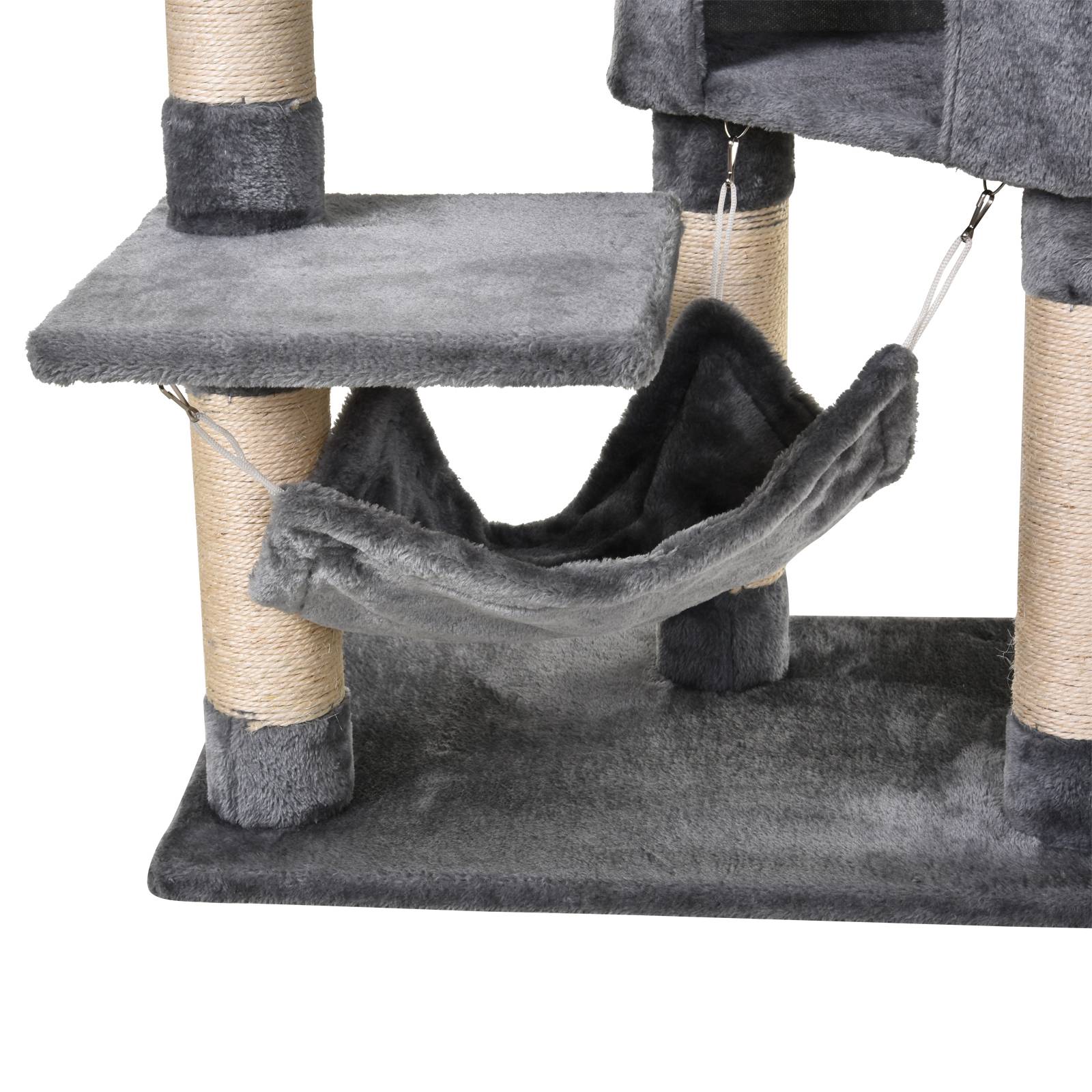 Arbre à chat avec couchage, hamac et poteaux en sisal, gris - Image 9