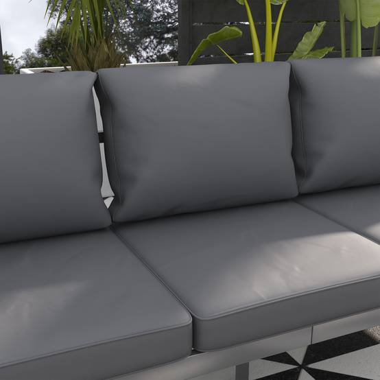Canapé de jardin 3 places aluminium gris 185 x 66 x 64 cm - PANGIVO - Image 9