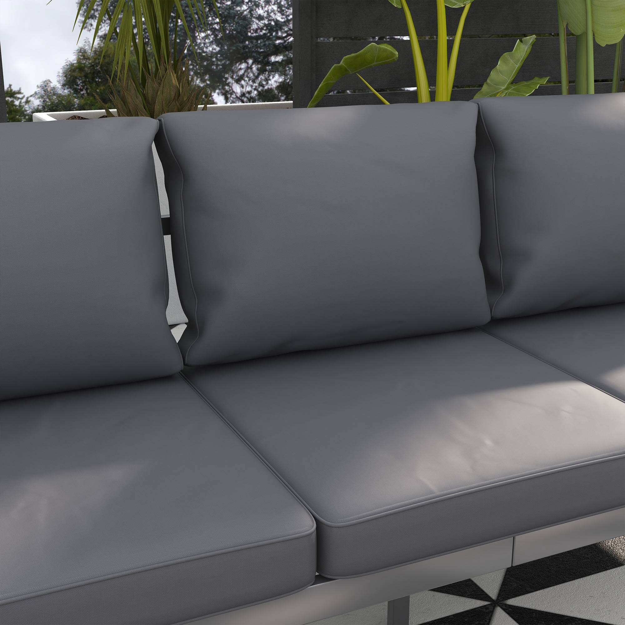 Canapé de jardin 3 places aluminium gris 185 x 66 x 64 cm - PANGIVO - Image 9