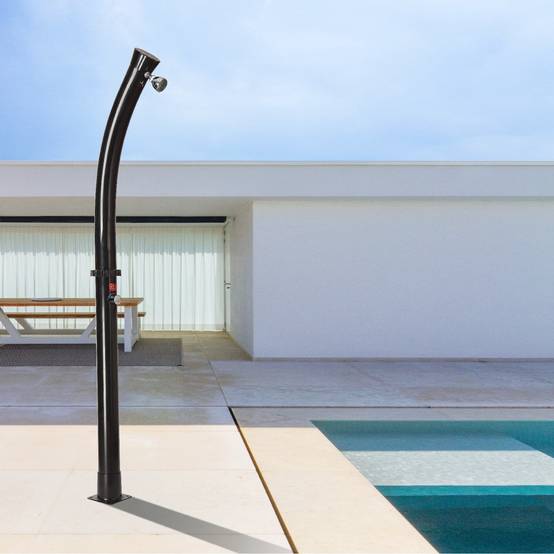 Douche solaire exterieure en PVC noir reservoir 18L hauteur 211 cm - Image 5