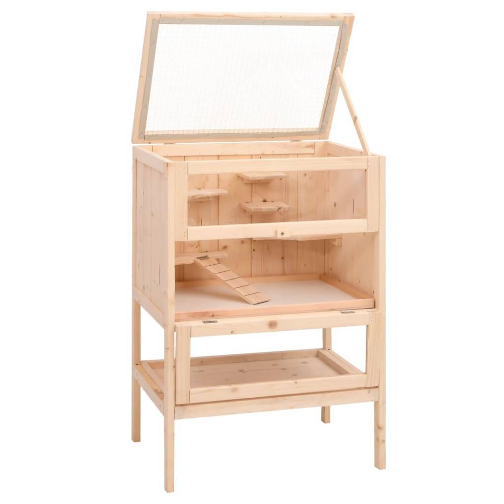 Cage à hamster - Cage pour hamsters 55x40x80 cm bois massif de sapin - Image 3