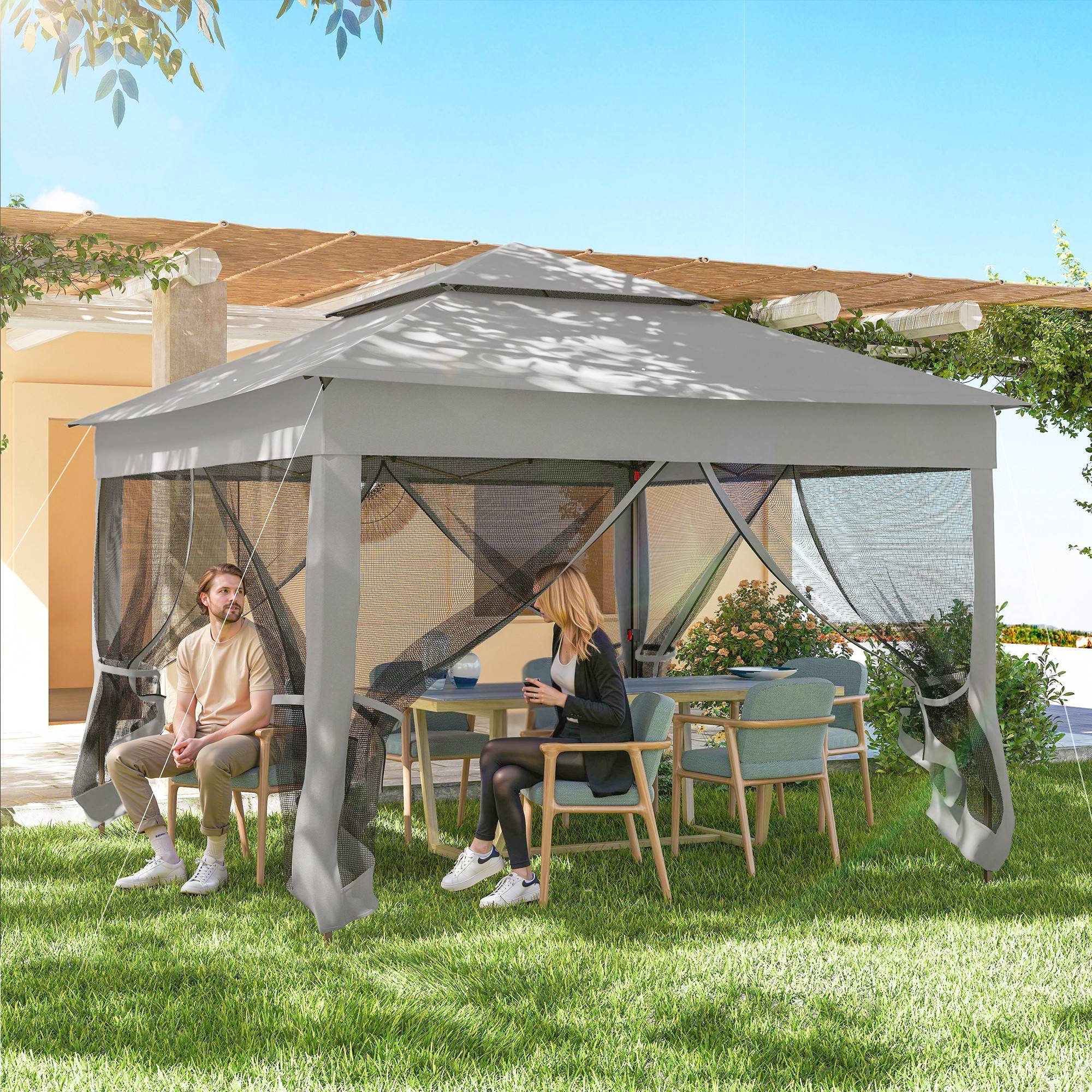 Tonnelle Barnum de Jardin Pop-up Pliant Acier Polyester imperméabilisé Anti UV moustiquaires + Sac de Transport - Image 10