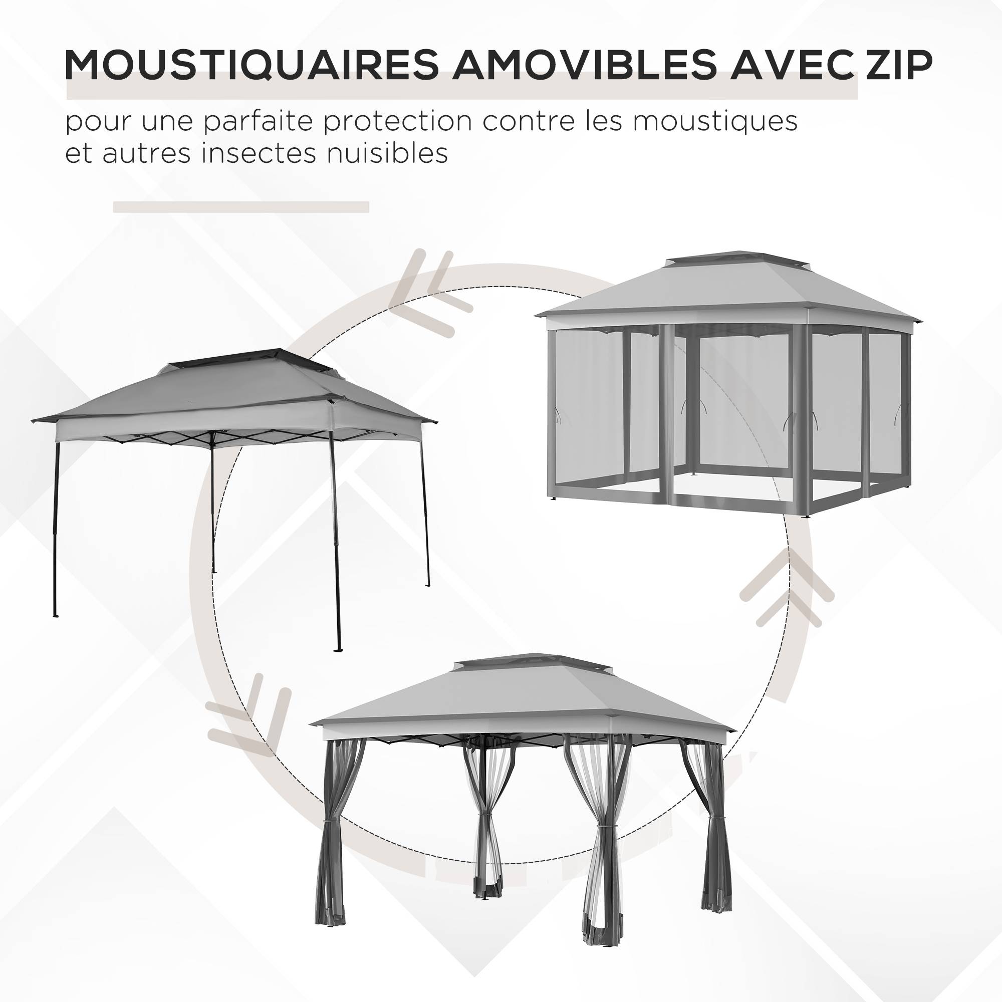 Tonnelle Barnum de Jardin Pop-up Pliant Acier Polyester imperméabilisé Anti UV moustiquaires + Sac de Transport - Image 6