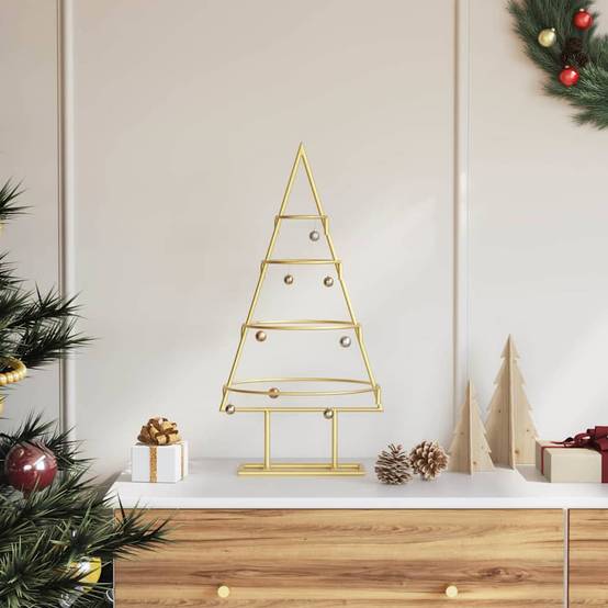 Sapin de Noël | Arbre de Noël en métal Doré 60 cm Acier peint par poudre Maison Chic - Image 2