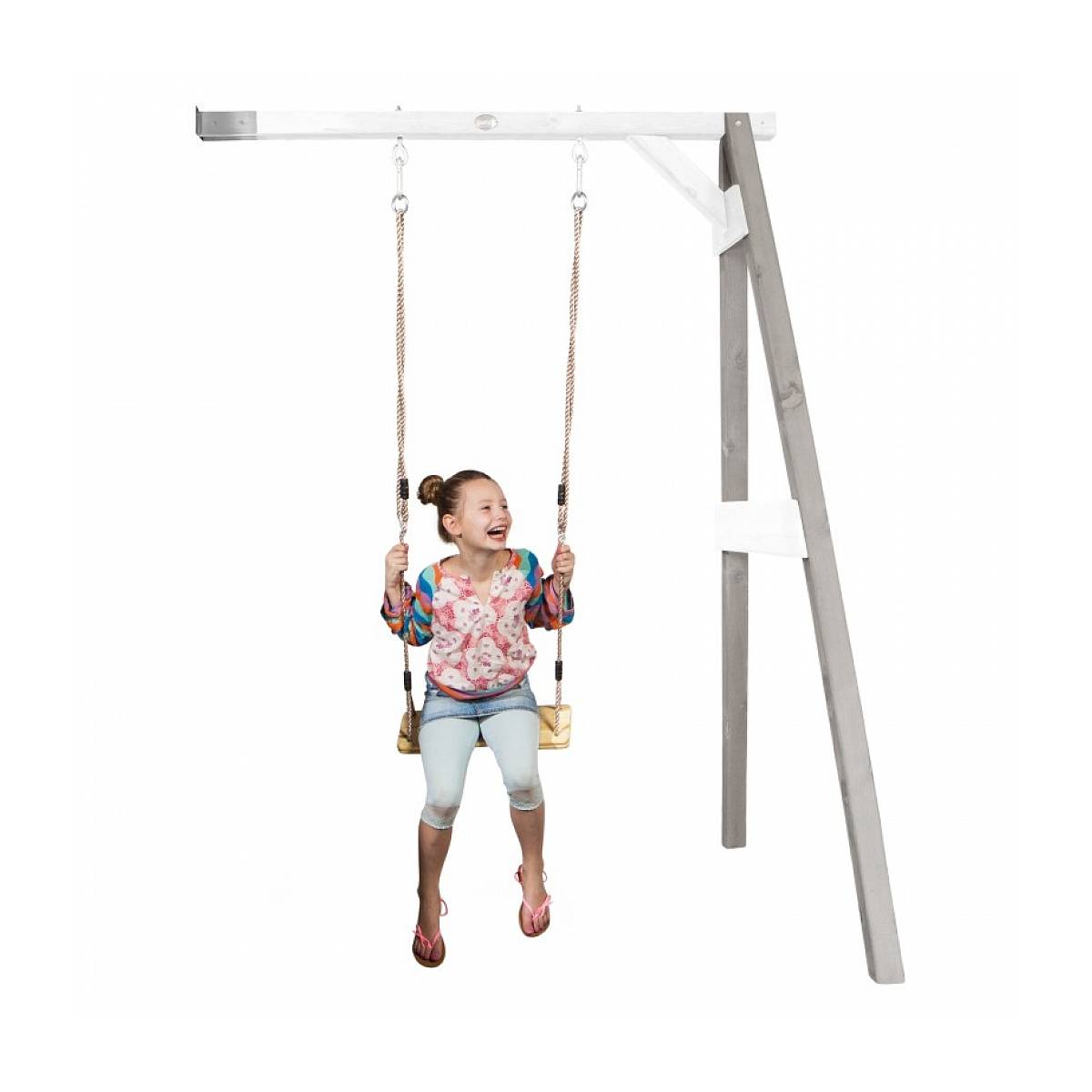 Portique mural en bois AXI Gris Blanc avec balançoire pour enfants - 160x171x207cm - Image 2