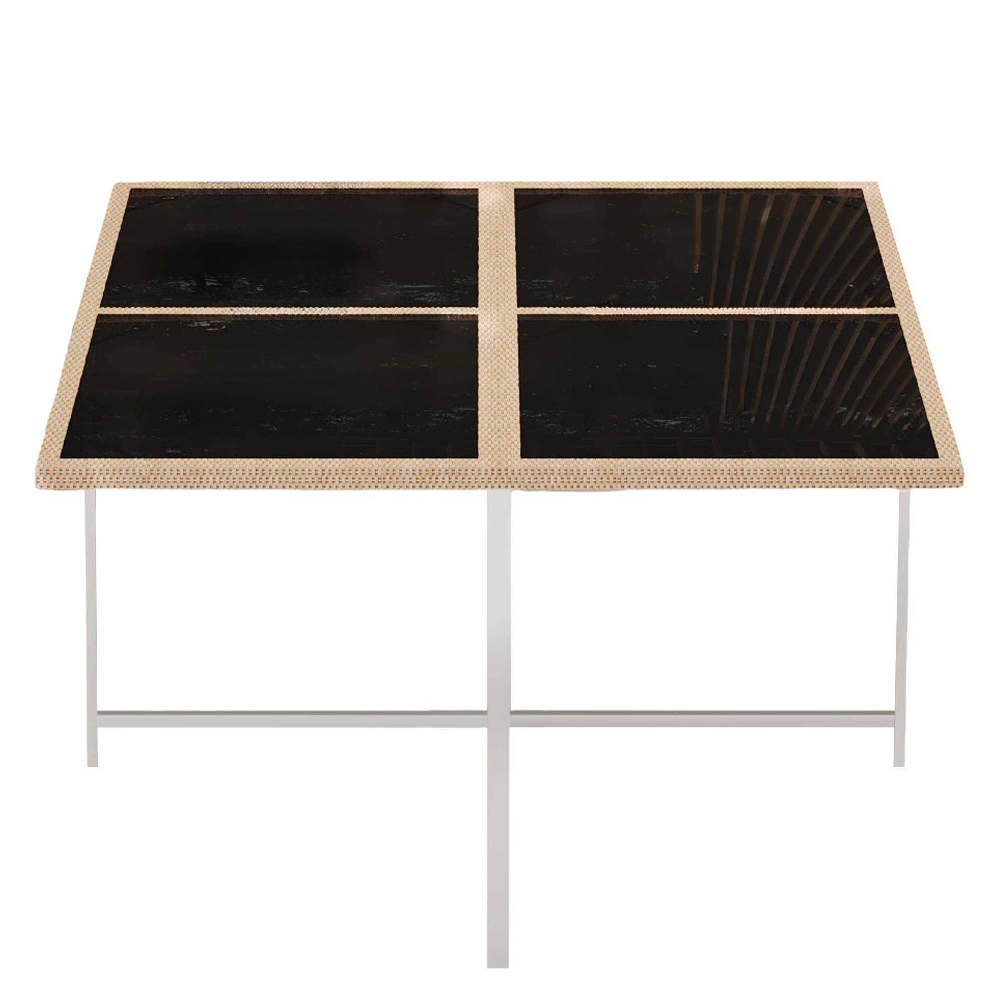 Salon de jardin acier et corde pour terrasse repas 6 places blanc et noir - ComfortXL Outdoor Living - Image 4