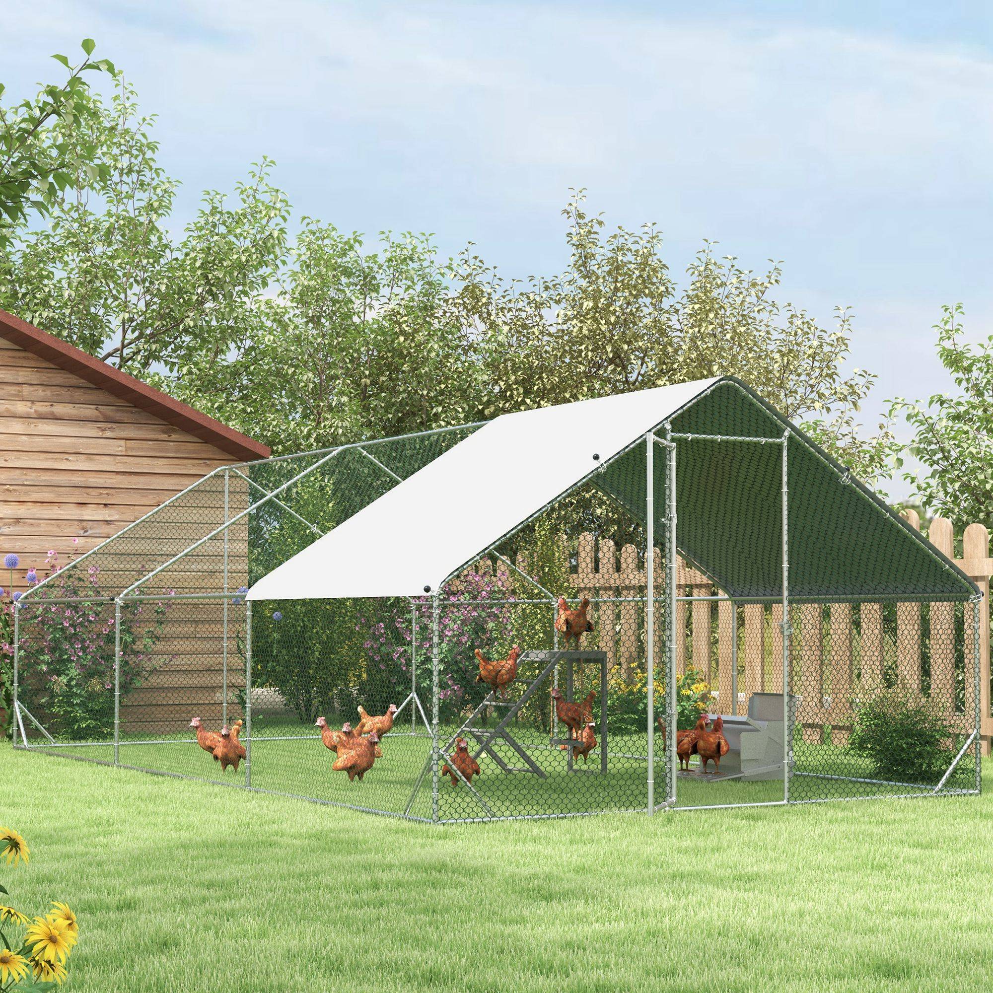 Sans Marque - Poulailler, enclos, volière, toit ombragé, 4-6 poules, canards, lapins, 3x2x2 m - Image 10