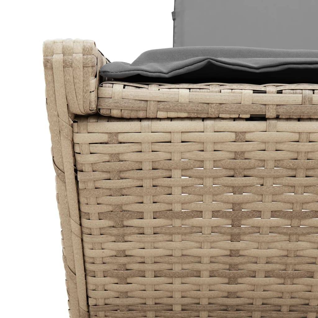 Maison Chic - Bain de soleil à 2 places - Transat - Chaise longue avec coussins beige résine tressée - MEUBLE PRO-JU6582 - Image 9