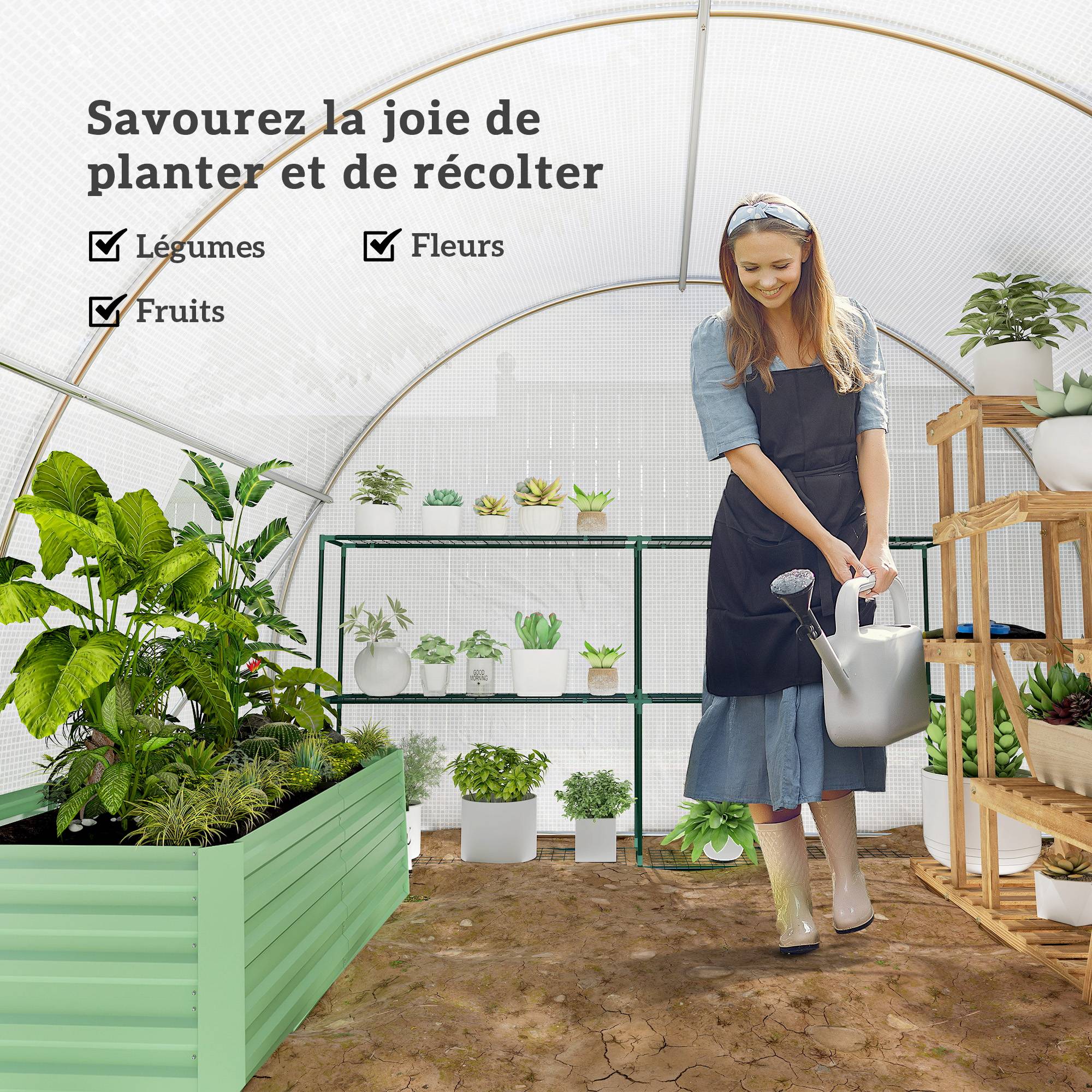ComfortXL - Serre tunnel de jardin PE 3 x 3 x 2 m blanche 9 m² porte zippée 4 fenêtres - ComfortXL Outdoor Living - Image 9