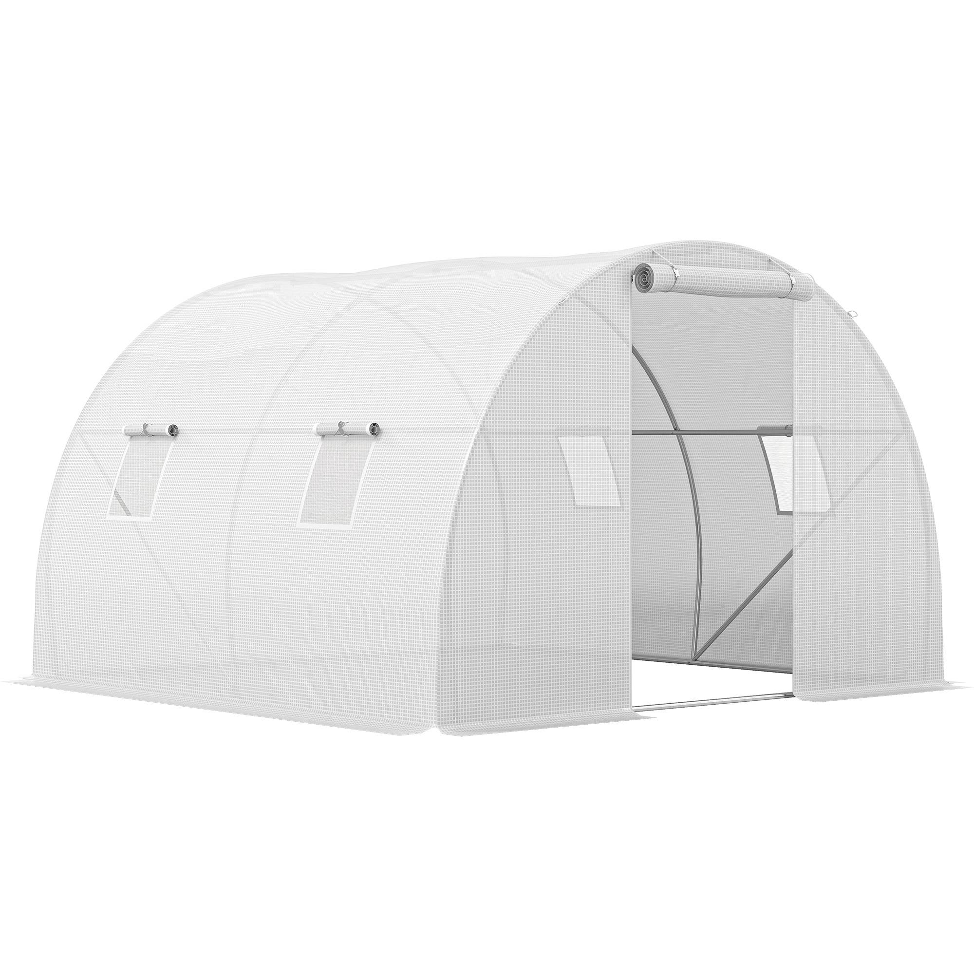ComfortXL - Serre tunnel de jardin PE 3 x 3 x 2 m blanche 9 m² porte zippée 4 fenêtres - ComfortXL Outdoor Living - Image 2