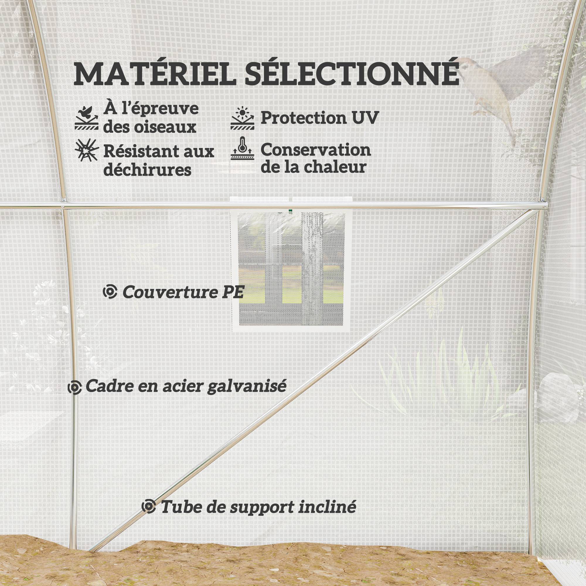 ComfortXL - Serre tunnel de jardin PE 3 x 3 x 2 m blanche 9 m² porte zippée 4 fenêtres - ComfortXL Outdoor Living - Image 6