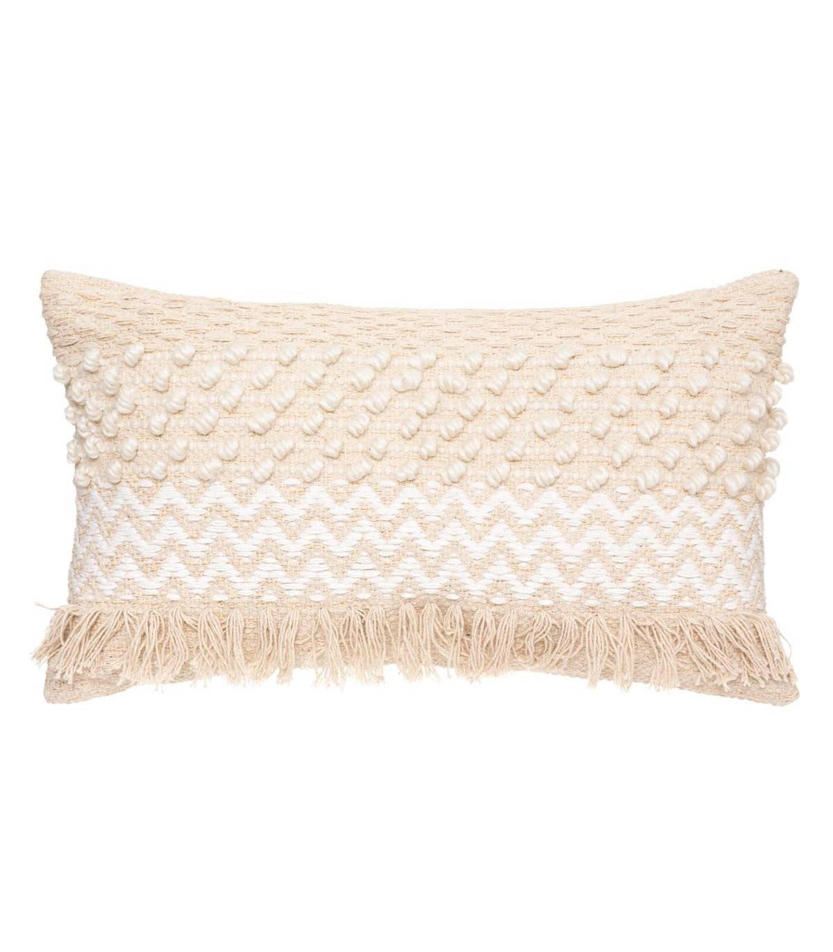 Coussin déhoussable Jacquard sable 30 x 50 cm - Image 1
