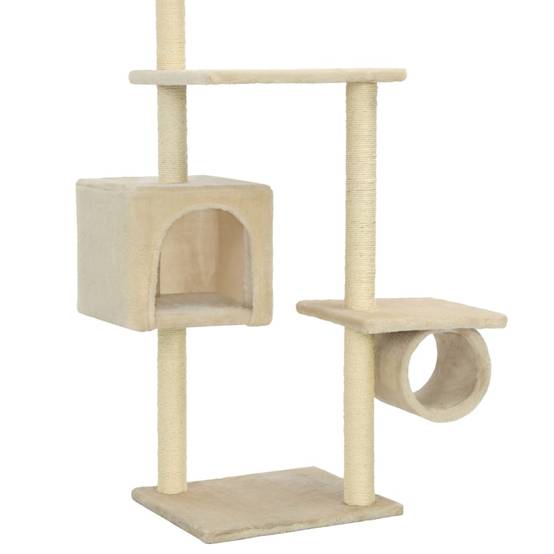 Arbre à chat bois et sisal beige 70 x 58 x 260 cm - PANGIVO - Image 6