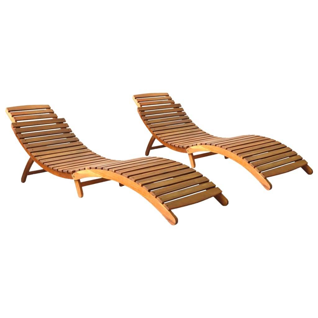 PANGIVO - Lot de 2 chaises longues bois acacia massif 184 x 55 x 64 cm - PANGIVO - Image 1