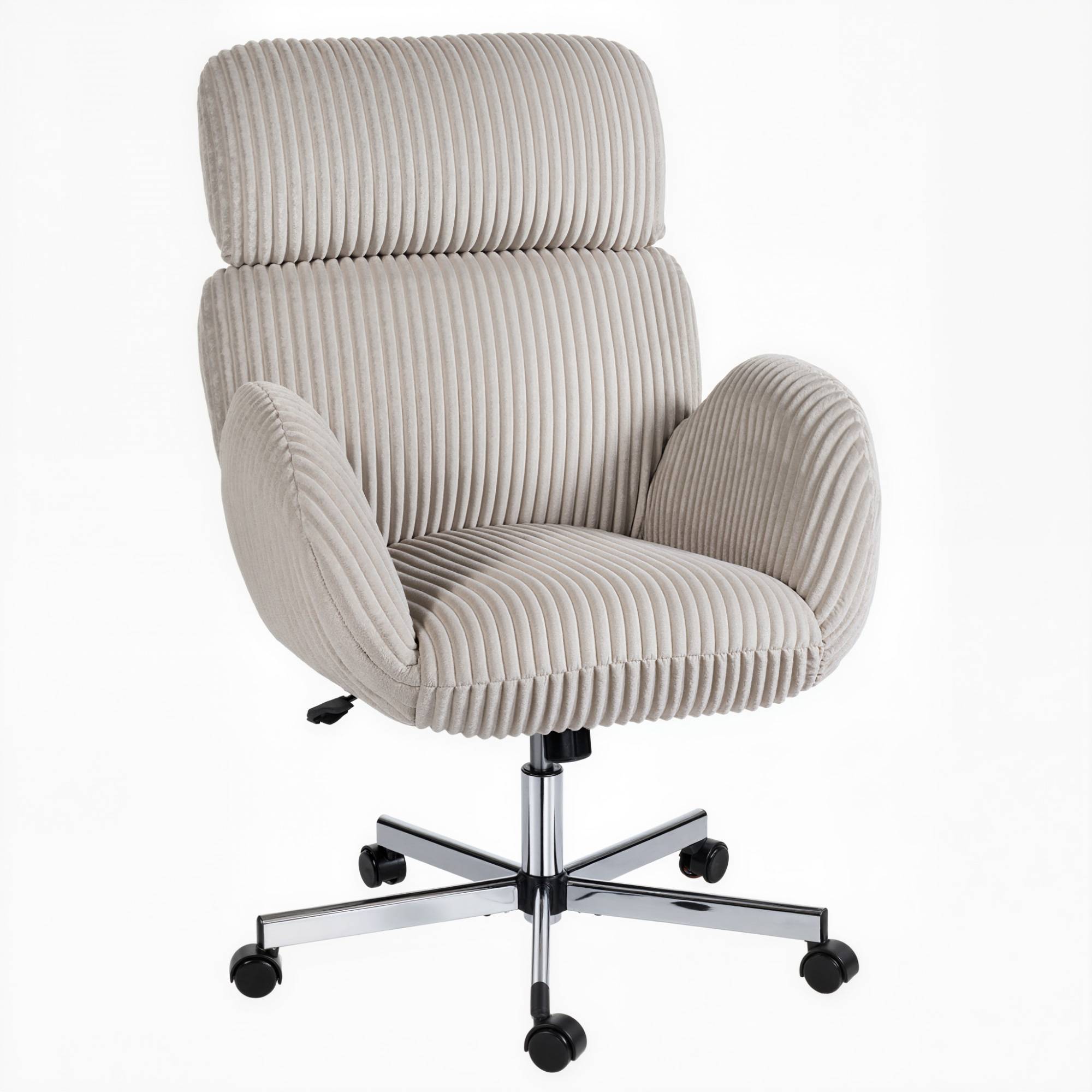 Sans Marque - Chaise bureau ergonomique en velours, fauteuil de bureau avec dossier haut, appui-tête réglable et accoudoirs, gris - Image 2