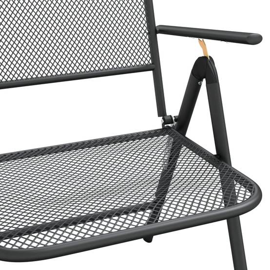 Lot de 2 Chaises pliables jardin | Chaise d'extérieur Maille métallique Anthracite - Image 8