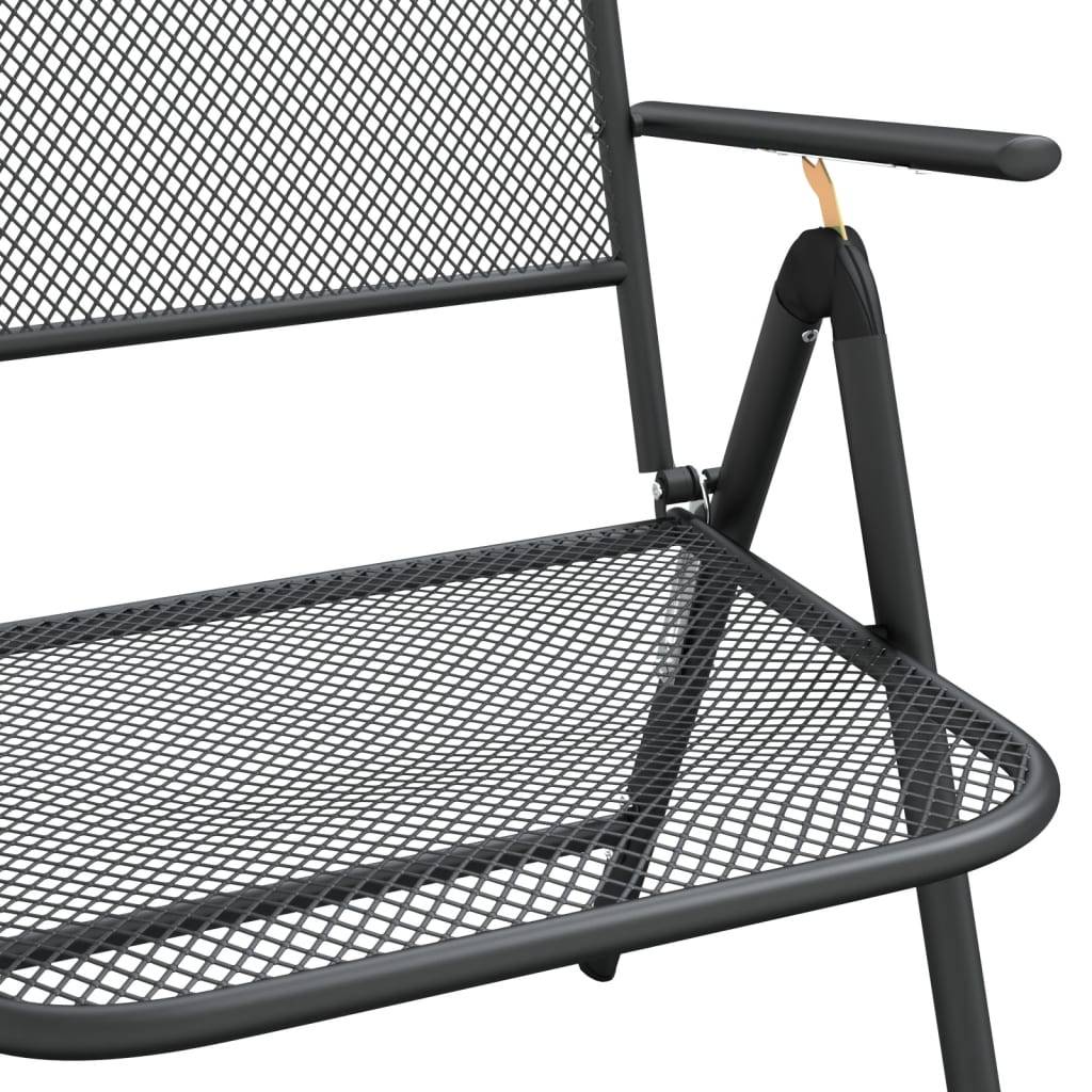 Lot de 2 Chaises pliables jardin | Chaise d'extérieur Maille métallique Anthracite - Image 8