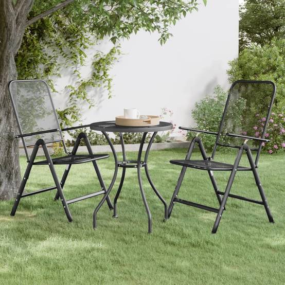 Lot de 2 Chaises pliables jardin | Chaise d'extérieur Maille métallique Anthracite - Image 2