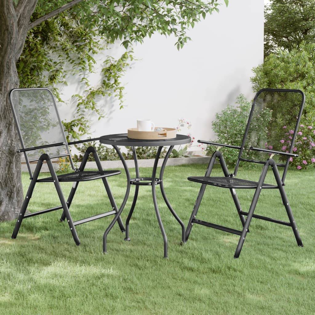 Lot de 2 Chaises pliables jardin | Chaise d'extérieur Maille métallique Anthracite - Image 2