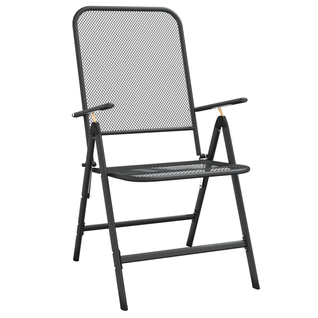 Lot de 2 Chaises pliables jardin | Chaise d'extérieur Maille métallique Anthracite - Image 3