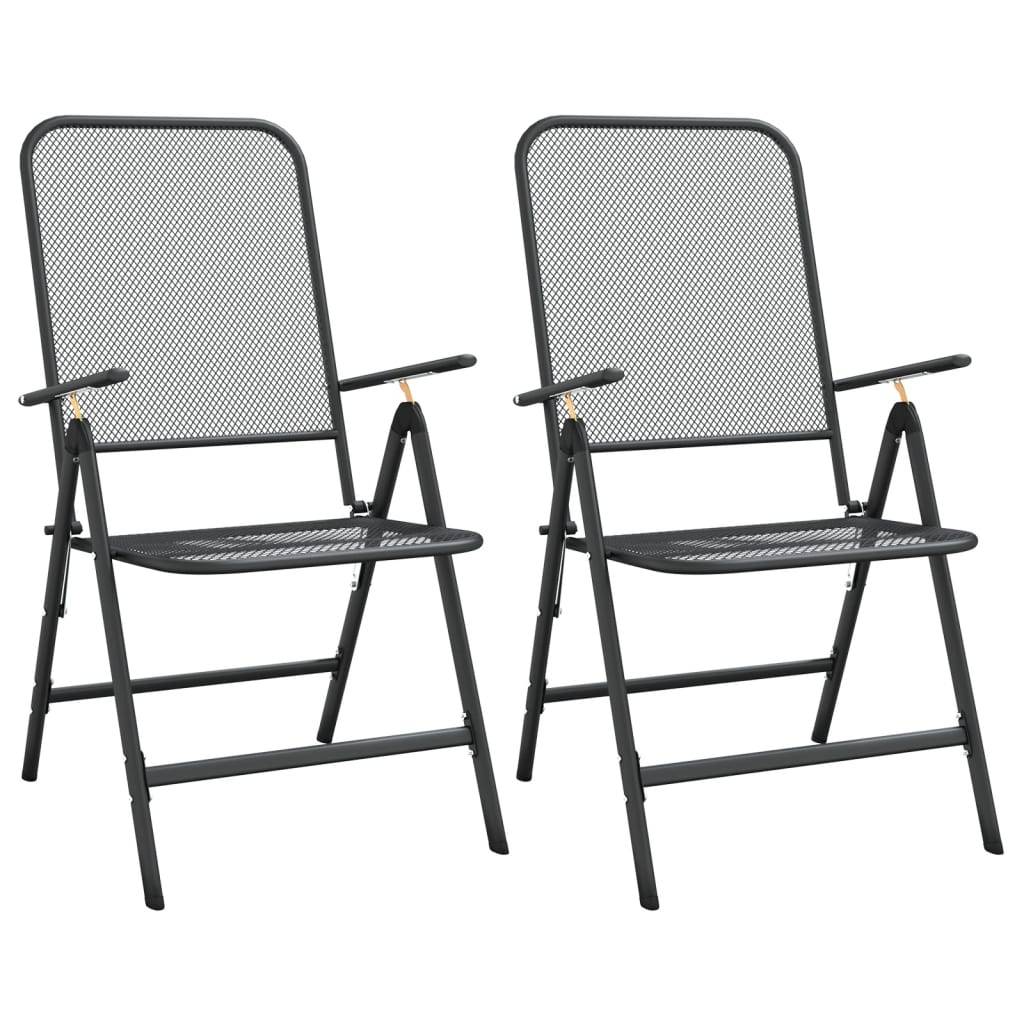 Lot de 2 Chaises pliables jardin | Chaise d'extérieur Maille métallique Anthracite - Image 1