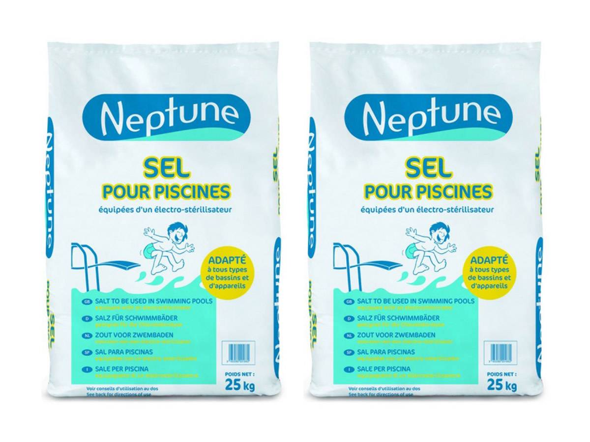 Neptune - Lot de 2 sacs de sel de piscine 25 kg - Neptune