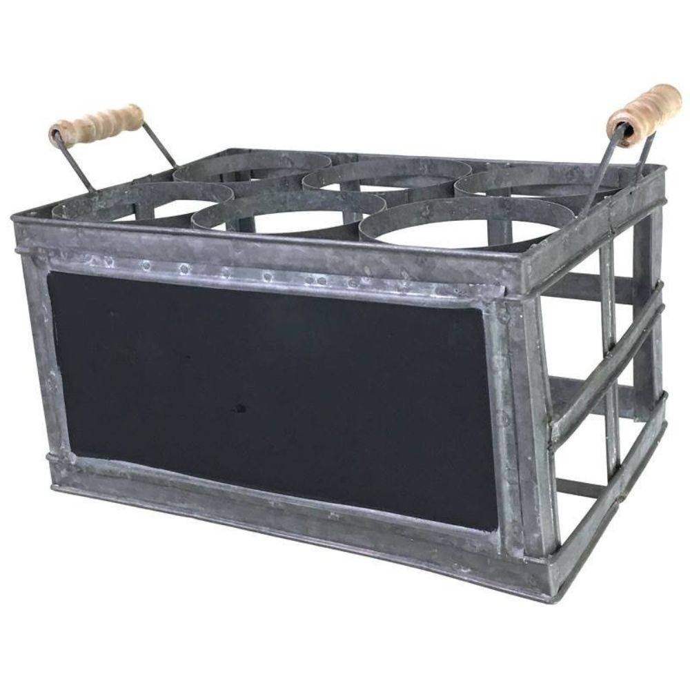 Chemin De Campagne - Porte-Bouteille en zinc avec ardoise 34 x 19 x 19.5 cm Chemin de campagne