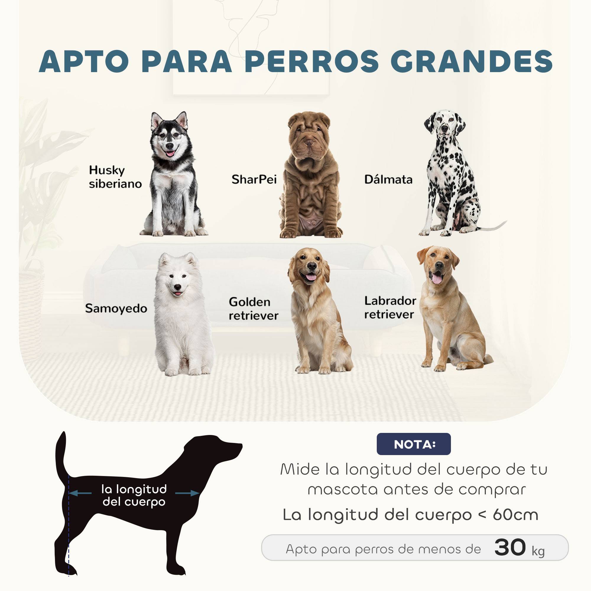 Lit surélevé pour chien, pieds bois, coussin lavable, charge 30kg,96x66x24cm,bleu - Image 6