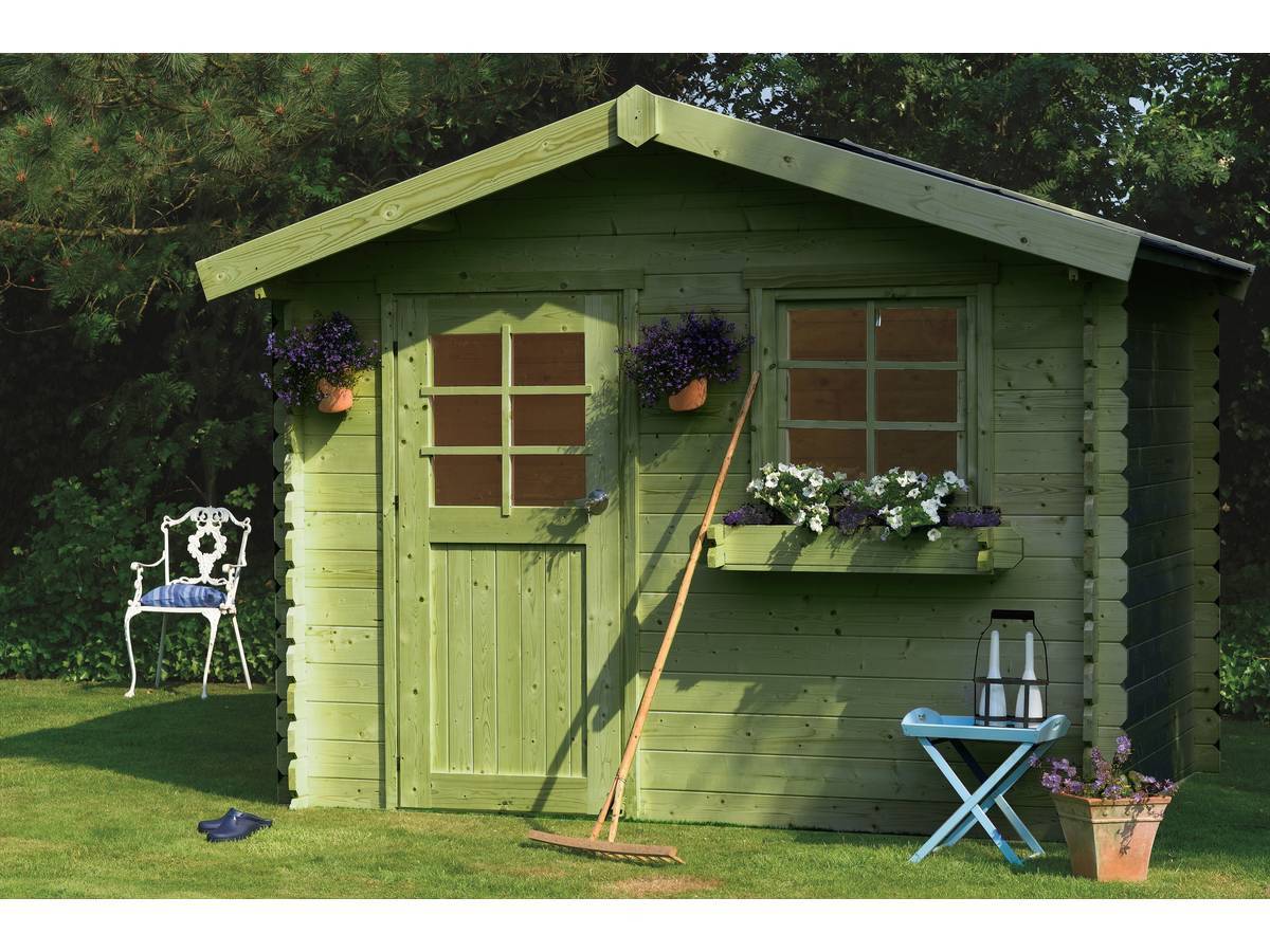Habitat Et Jardin - Abri Jardin Bois "sologne" - Modèle Imprégné (vert) - 8.88 M² - 2.98 X 2.98 X 2.39 M - 28 Mm -solid - Image 2