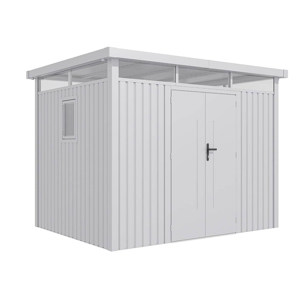 Trigano Jardin - Abri de jardin métal Aluminium Blanc 7.45m² toit plat + kit d'ancrage - Image 2