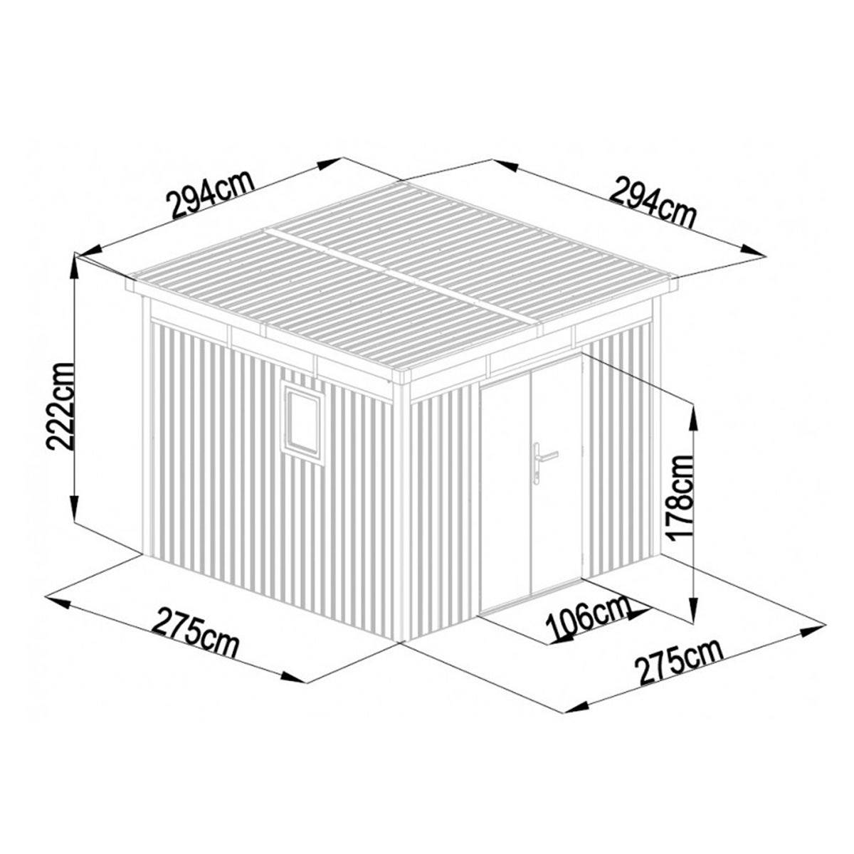 Trigano Jardin - Abri de jardin métal Aluminium Blanc 7.45m² toit plat + kit d'ancrage - Image 3