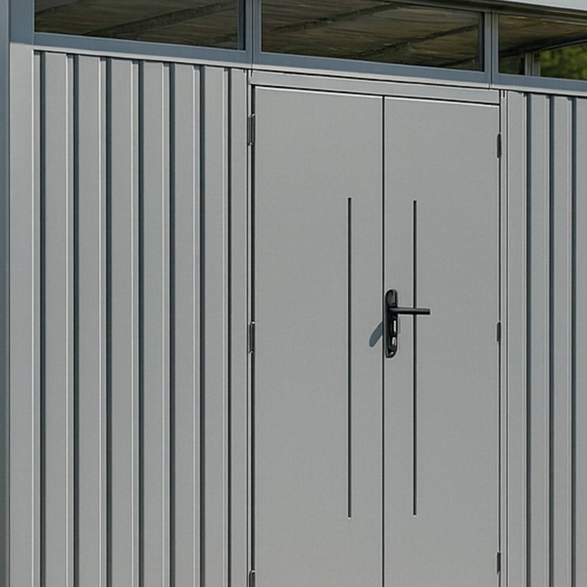 Trigano Jardin - Abri de jardin métal Aluminium Blanc 7.45m² toit plat + kit d'ancrage - Image 4