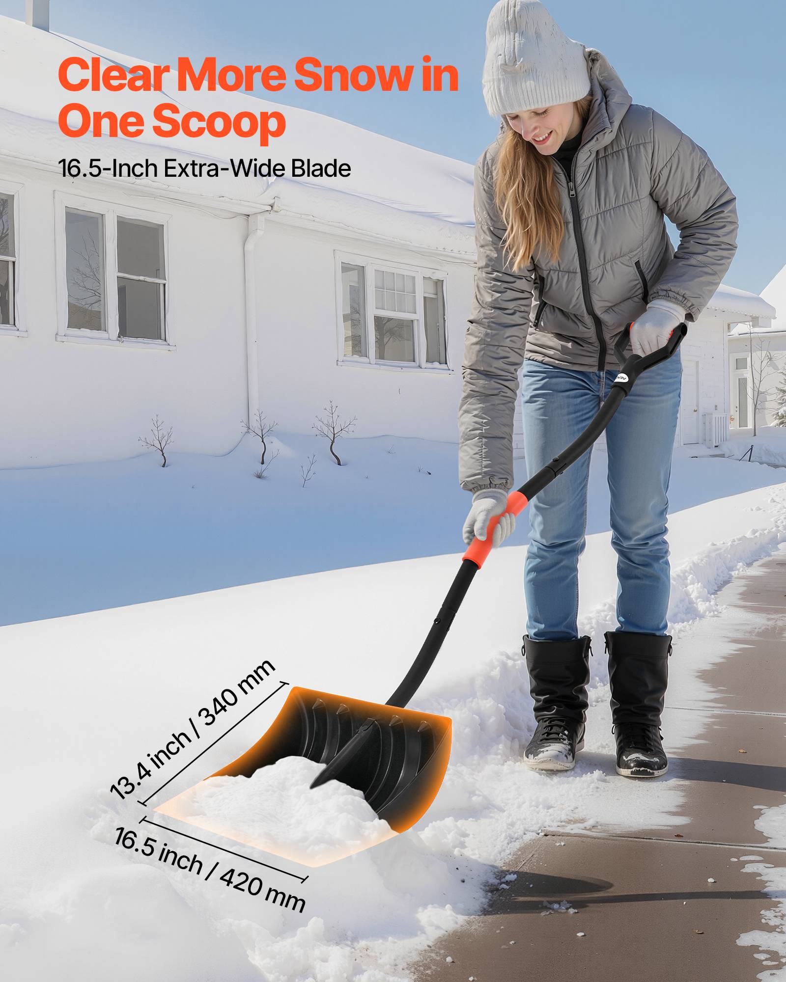 Vevor - VEVOR Pelle à neige ergonomique en plastique 42 cm de large avec poignées en D - Image 4