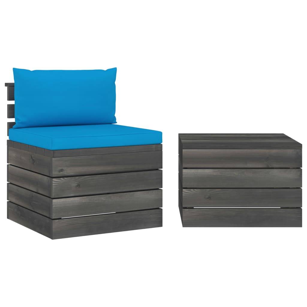 Helloshop26 - Salon de jardin palette meuble d'extérieur ensemble de mobilier 2 pièces avec coussins bois de pin massif - Image 1
