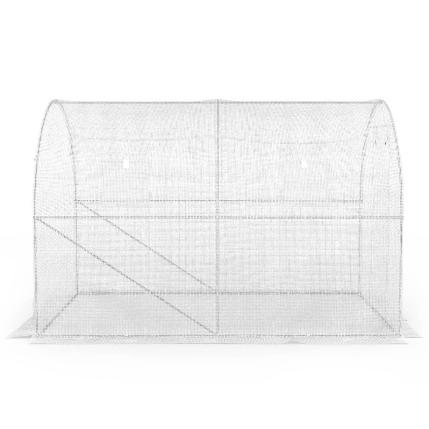 IDMARKET - Serre de jardin tunnel 6m² 3 x 2 x 2 m acier galvanisé + bâche anti-UV avec porte et fenêtres ROMA blanche - Image 5