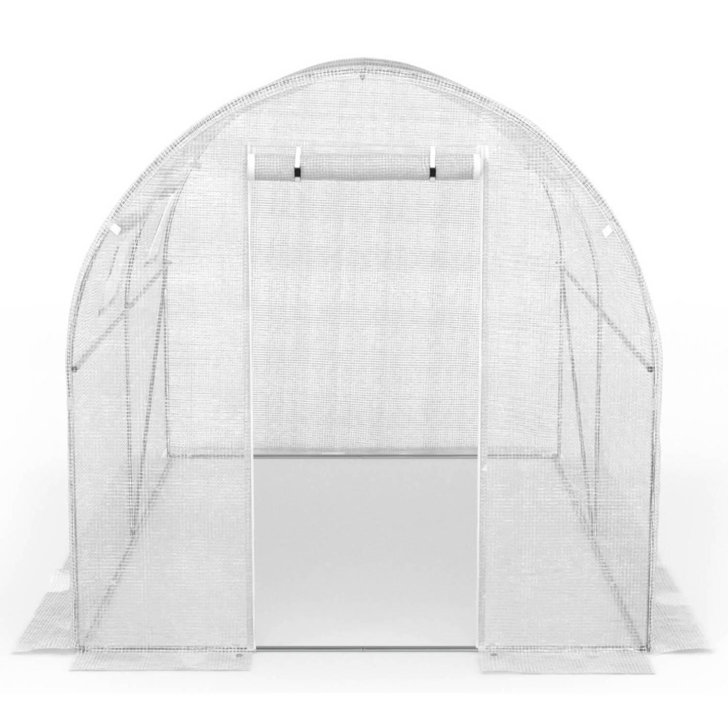 IDMARKET - Serre de jardin tunnel 6m² 3 x 2 x 2 m acier galvanisé + bâche anti-UV avec porte et fenêtres ROMA blanche - Image 4