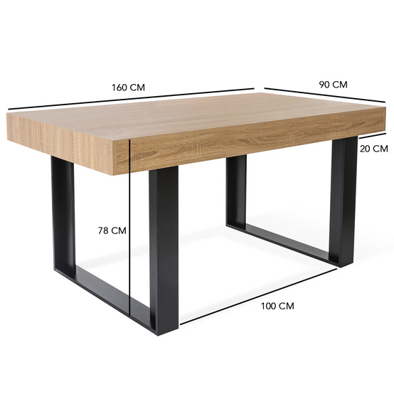 Table à manger rectangle PHOENIX 6 personnes bois et noir 160 cm - Image 4