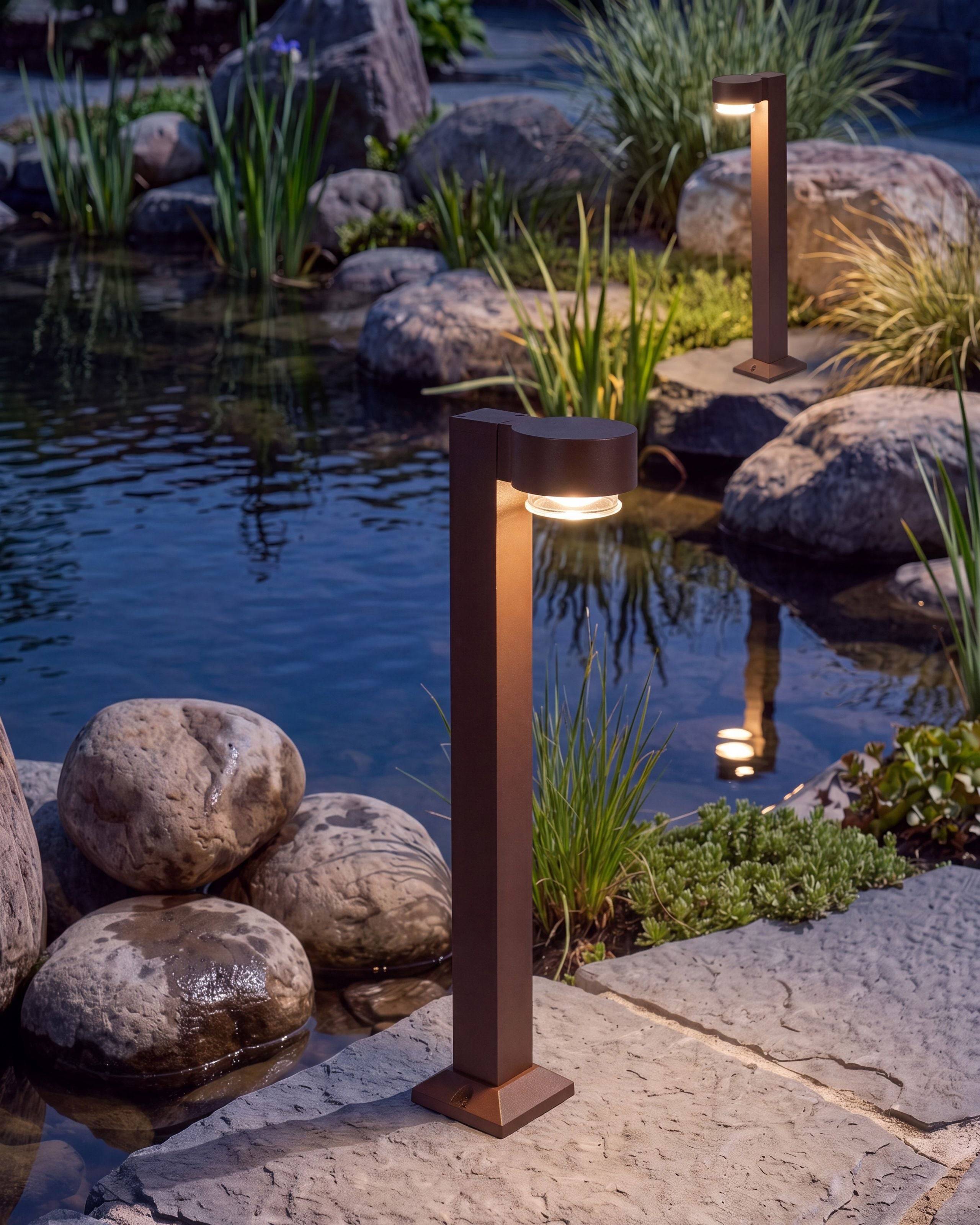 Beliani - Borne Lumineuse Aluminium Marron ANOIA - Beliani - Image 1
