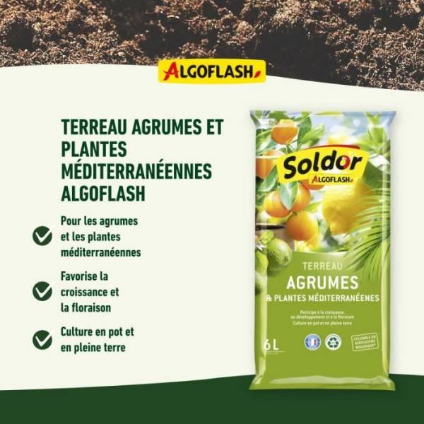 Algoflash - Algoflash - Terreau Agrumes Et Plantes Mediterraneennes 6 L - Image 3